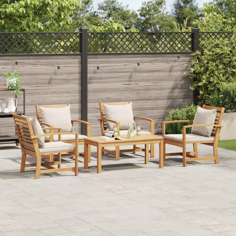Zestaw Sof na Ogród 5 pcs Naturalny Lite drewno teakowe