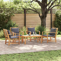 Zestaw Sof na Ogród 5 pcs Naturalny Lite drewno teakowe