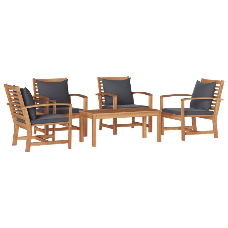 Zestaw Sof na Ogród 5 pcs Naturalny Lite drewno teakowe