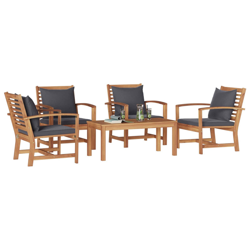 Zestaw Sof na Ogród 5 pcs Naturalny Lite drewno teakowe