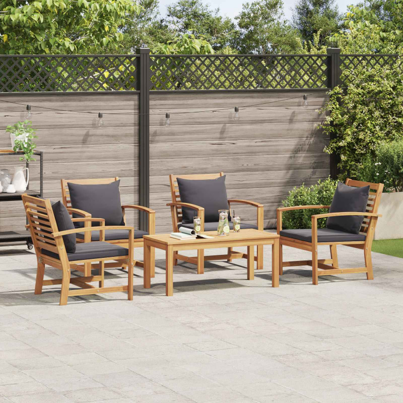 Zestaw Sof na Ogród 5 pcs Naturalny Lite drewno teakowe