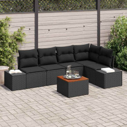 Zestaw Sof na Ogród z przechowywaniem 6 pcs Czarny polirattan