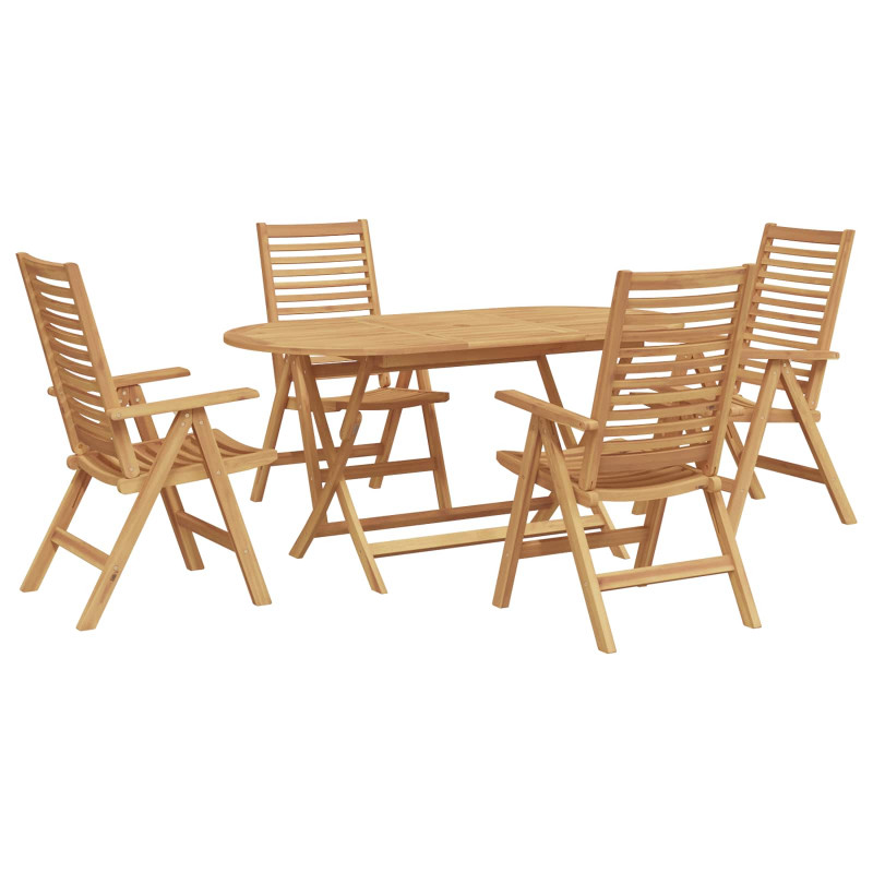 Zestaw do jadalni w ogrodzie 5 pcs Brązowy Lite drewno teakowe