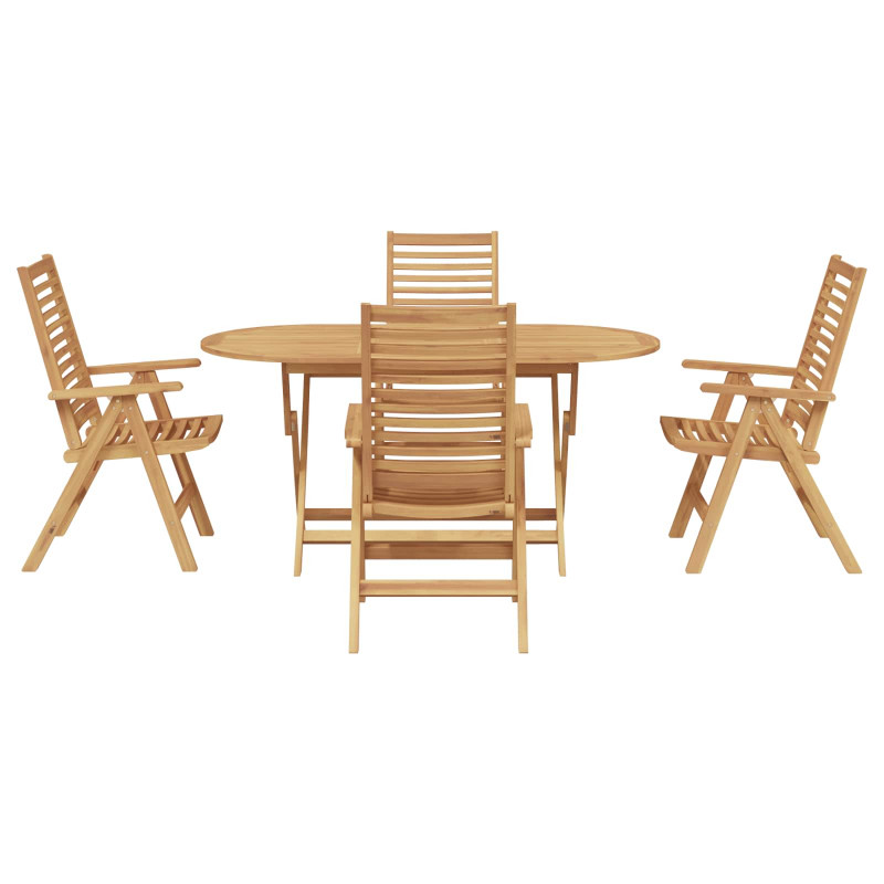 Zestaw do jadalni w ogrodzie 5 pcs Brązowy Lite drewno teakowe
