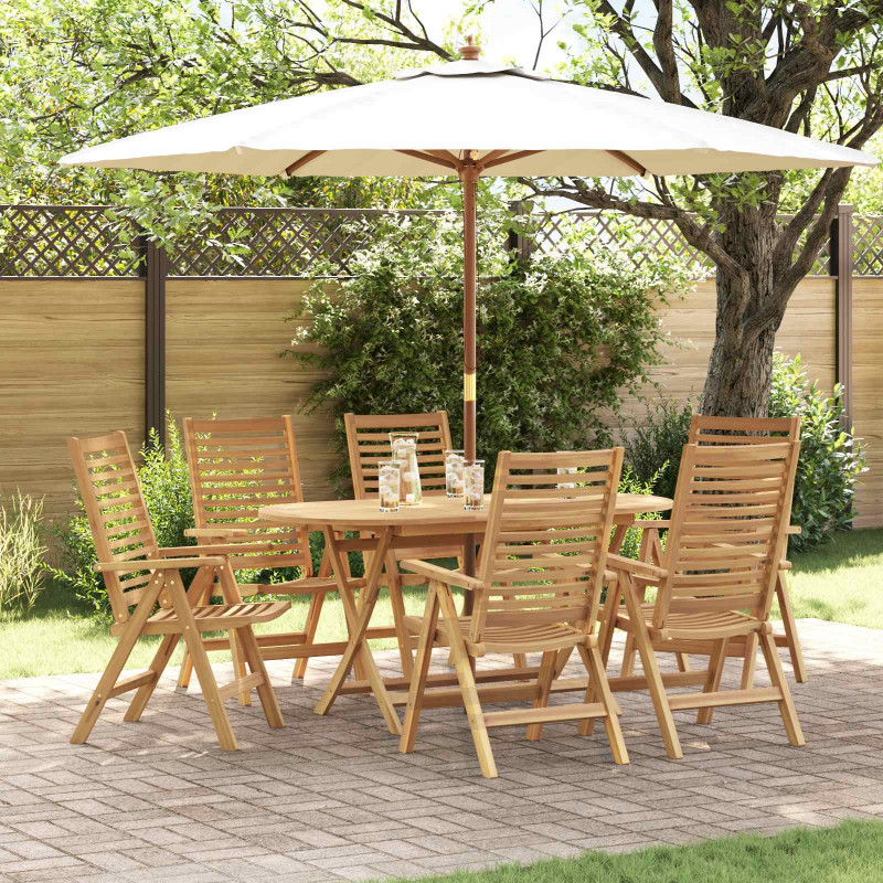 Zestaw do jadalni w ogrodzie 7 pcs Brązowy Lite drewno teakowe