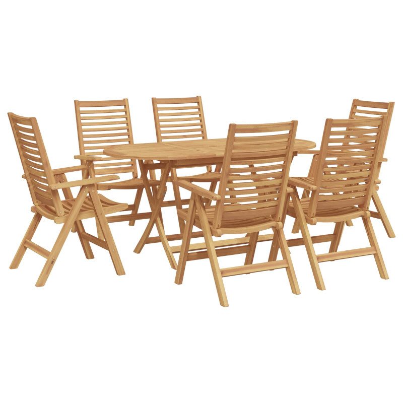 Zestaw do jadalni w ogrodzie 7 pcs Brązowy Lite drewno teakowe