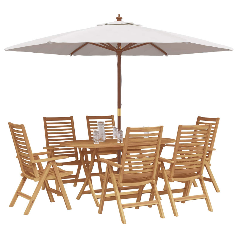 Zestaw do jadalni w ogrodzie 7 pcs Brązowy Lite drewno teakowe