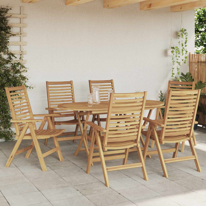 Zestaw do jadalni w ogrodzie 7 pcs Brązowy Lite drewno teakowe