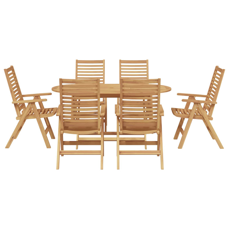 Zestaw do jadalni w ogrodzie 7 pcs Brązowy Lite drewno teakowe