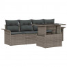 Zestaw Sof na Ogród z poduszką 5 pcs Szary Rattan poli