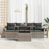 Zestaw Sof na Ogród z poduszką 5 pcs Szary Rattan poli