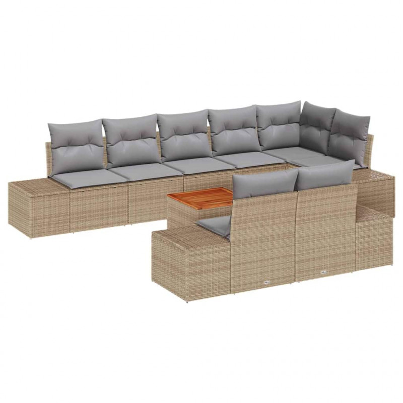 Zestaw Sof na Ogród 9 pcs beżowo-jasnoszary