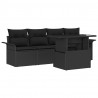 Zestaw Sof na Ogród z poduszką 5 pcs Czarny Rattan poli