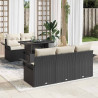 Zestaw Sof na Ogród z poduszką 6 pcs Czarny Rattan poli