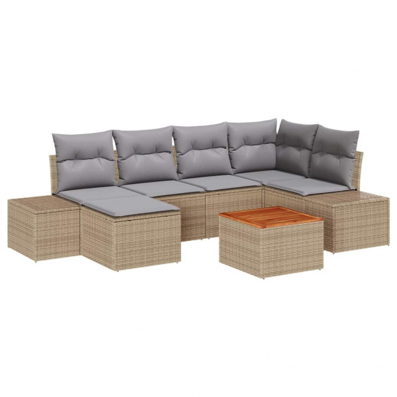Zestaw Sof na Ogród 7 pcs beżowo-jasnoszary