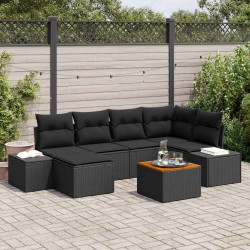 Zestaw Sof na Ogród 7 pcs Czarny