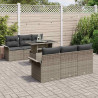 Zestaw Sof na Ogród z poduszką 7 pcs Szary Rattan poli