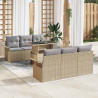 Zestaw Sof na Ogród z poduszką 7 pcs Beżowy Rattan poli