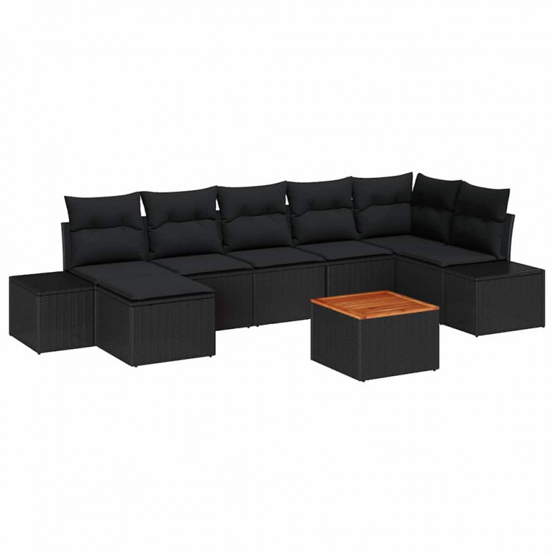 Zestaw Sof na Ogród 8 pcs Czarny
