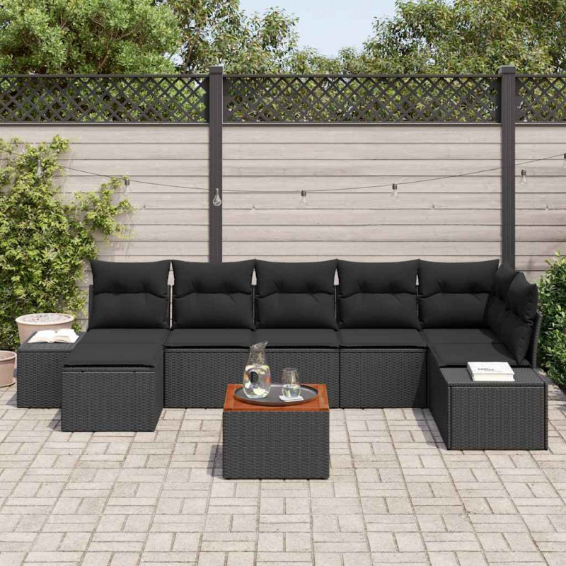 Zestaw Sof na Ogród 8 pcs Czarny