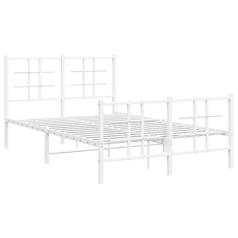 Metalowa rama łóżka z wezgłowiem i zanóżkiem, biała, 120x200 cm