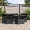 Zestaw Sof na Ogród z poduszką 7 pcs Czarny Rattan poli