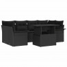 Zestaw Sof na Ogród z poduszką 7 pcs Czarny Rattan poli