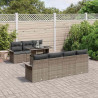 Zestaw Sof na Ogród z poduszką 8 pcs Szary Rattan poli