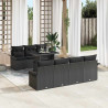 Zestaw Sof na Ogród z poduszką 8 pcs Czarny Rattan poli