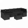 Zestaw Sof na Ogród z poduszką 8 pcs Czarny Polirattan