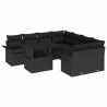 Zestaw Sof na Ogród z poduszką 9 pcs Czarny Rattan poli