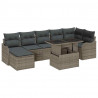 Zestaw Sof na Ogród z poduszką 8 pcs Szary Rattan poli