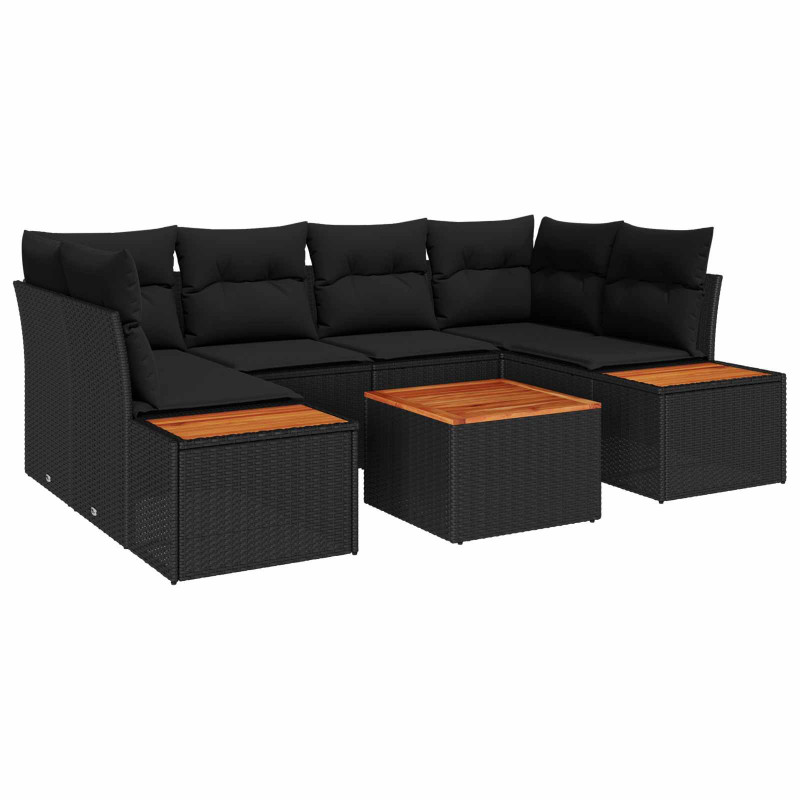 Zestaw Sof na Ogród z poduszką 6 pcs Czarny Polirattan