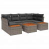 Zestaw Sof na Ogród z poduszką 6 pcs Szary Polirattan