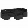 Zestaw Sof na Ogród z poduszką 8 pcs Czarny Polirattan