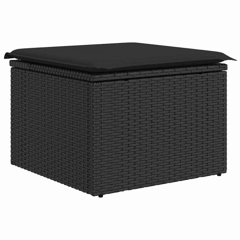Zestaw Sof na Ogród z poduszką 8 pcs Czarny Polirattan