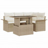 Zestaw Sof na Ogród z poduszką 5 pcs Beżowy Rattan poli