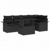 Zestaw Sof na Ogród z poduszką 6 pcs Czarny Rattan poli
