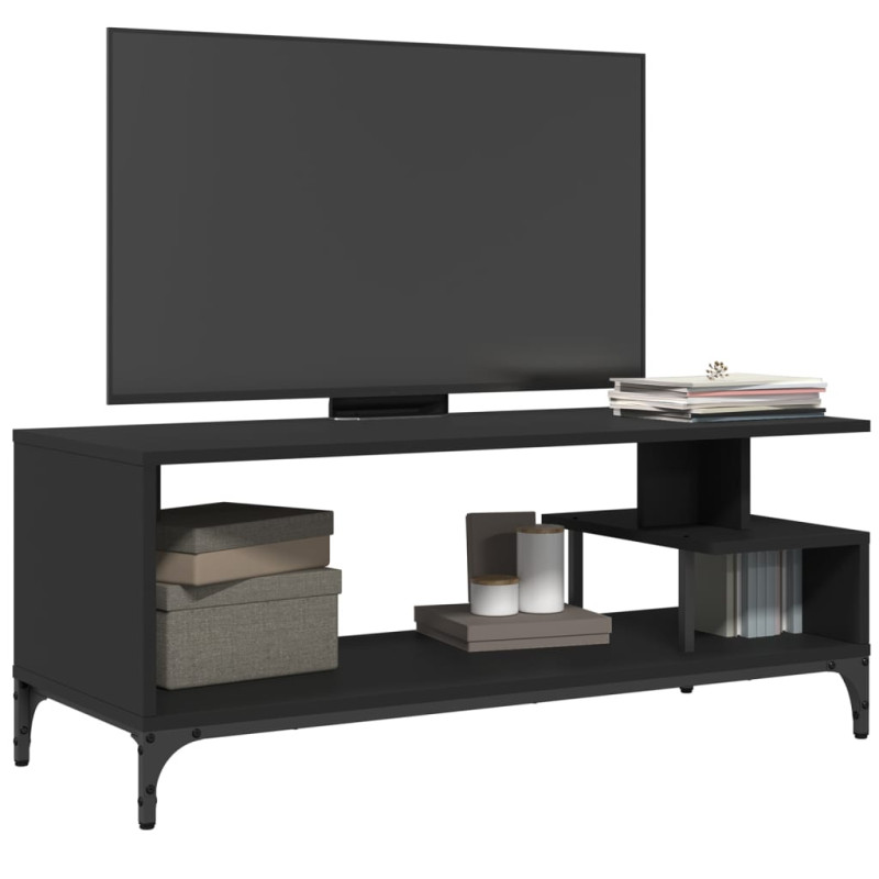 Szafka RTV, czarna, 102x40x41 cm, materiał drewnopochodny, stal