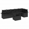 Zestaw Sof na Ogród z poduszką 7 pcs Czarny Polirattan