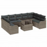 Zestaw Sof na Ogród z poduszką 10 pcs Szary Rattan poli
