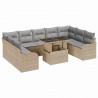 Zestaw Sof na Ogród z poduszką 10 pcs Beżowy Rattan poli