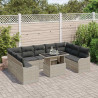 Zestaw Sof na Ogród z poduszką 10 pcs Jasnoszary Rattan poli