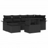 Zestaw Sof na Ogród z poduszką 7 pcs Czarny Polirattan