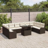 Zestaw Sof na Ogród z poduszką 11 pcs Brązowy Rattan poli