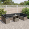 Zestaw Sof na Ogród z poduszką 11 pcs Szary Rattan poli