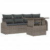 Zestaw Sof na Ogród z poduszką 5 pcs Szary Rattan poli