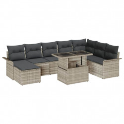 Zestaw Sof na Ogród z poduszką 9 pcs Jasnoszary