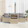 Zestaw Sof na Ogród z poduszką 5 pcs Beżowy Rattan poli