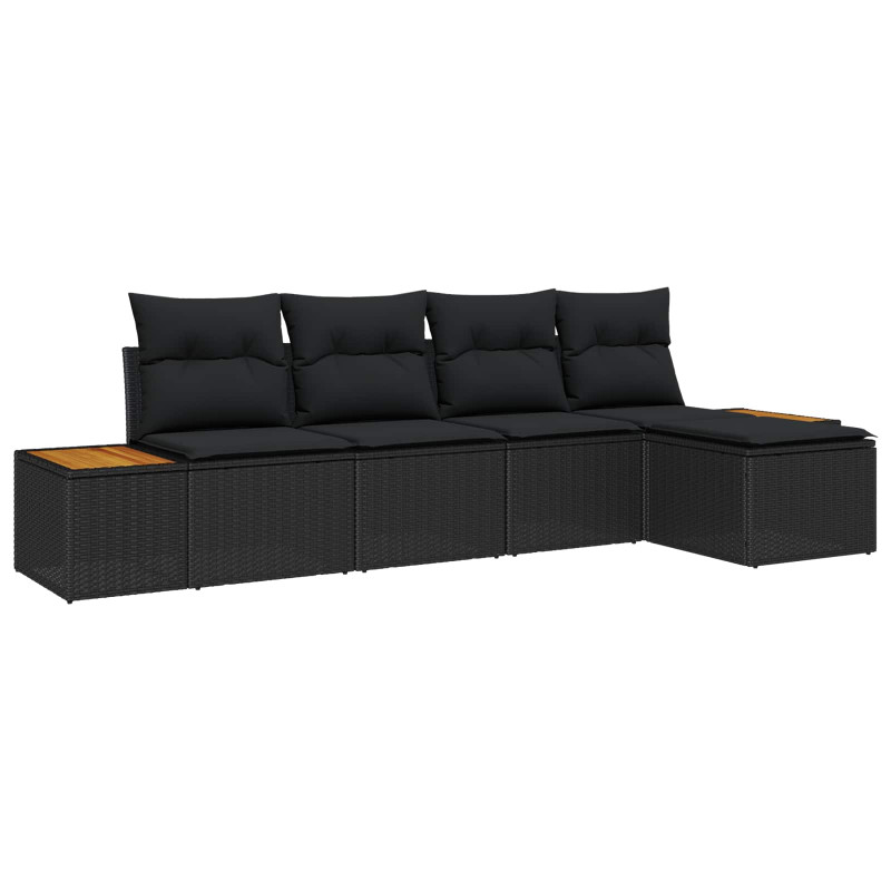 Zestaw Sof na Ogród z poduszką 6 pcs Czarny Technorattan